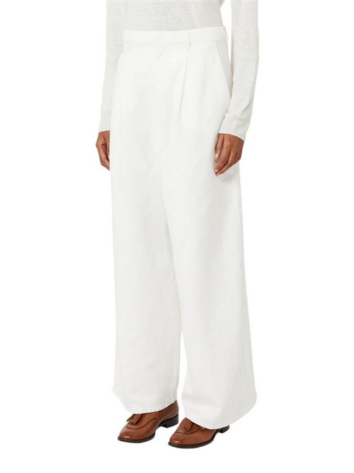 pantalone donna aloa in lino bianco MaxMara S | SMMALOA001